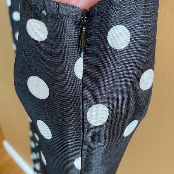 V-Grass Dress Polka Dot Sleeveless with Collar Black and White Lined Size 6 - Picture 5 of 5